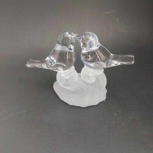 Mireau Studio Art Crystal Love Birds Figurine Paperweight Kissing Satin